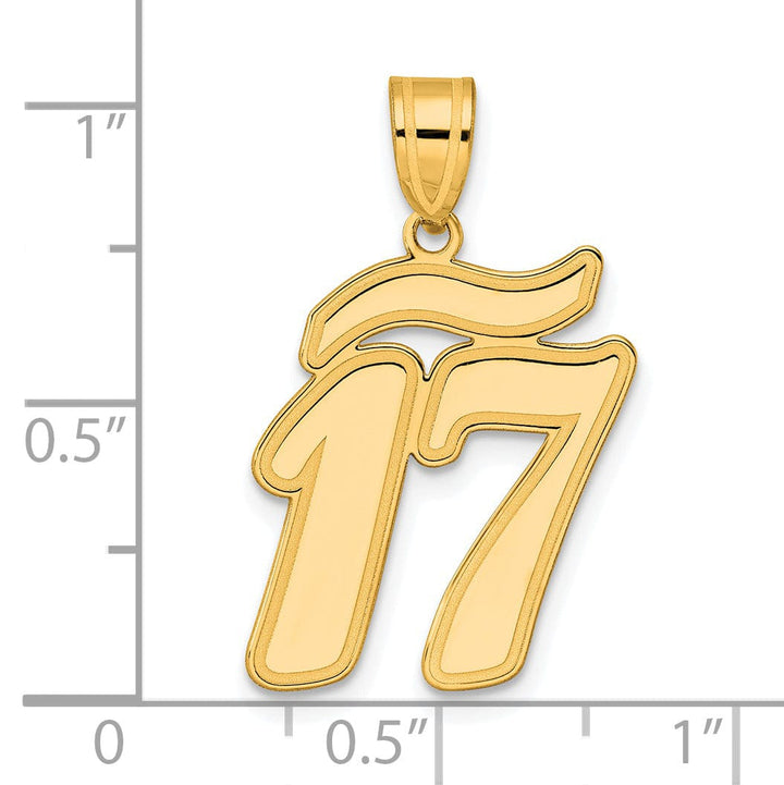 Lovely Rita's Pendants & Charms 14k Yellow Gold Polished Finish Script Design Number 17 Charm Pendant