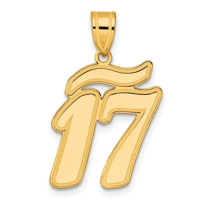 Lovely Rita's Pendants & Charms 14k Yellow Gold Polished Finish Script Design Number 17 Charm Pendant