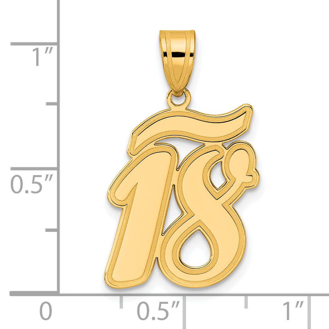 Lovely Rita's Pendants & Charms 14k Yellow Gold Polished Finish Script Design Number 18 Charm Pendant