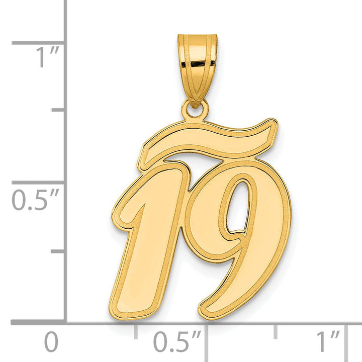 Lovely Rita's Pendants & Charms 14k Yellow Gold Polished Finish Script Design Number 19 Charm Pendant