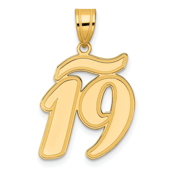 Lovely Rita's Pendants & Charms 14k Yellow Gold Polished Finish Script Design Number 19 Charm Pendant