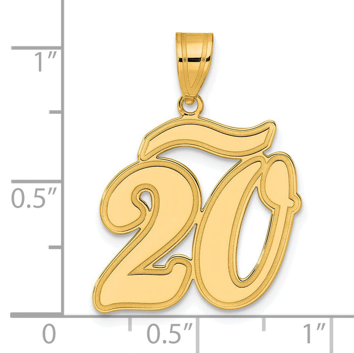 Lovely Rita's Pendants & Charms 14k Yellow Gold Polished Finish Script Design Number 20 Charm Pendant