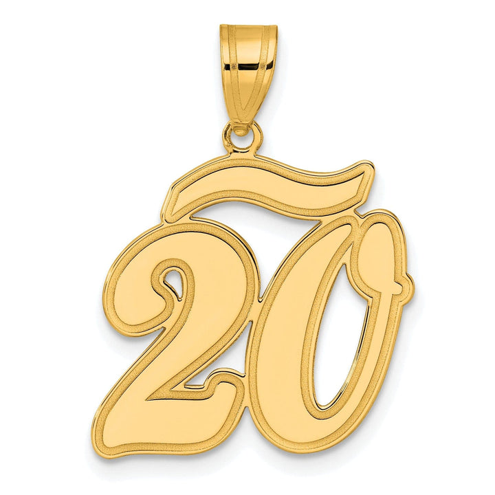 Lovely Rita's Pendants & Charms 14k Yellow Gold Polished Finish Script Design Number 20 Charm Pendant