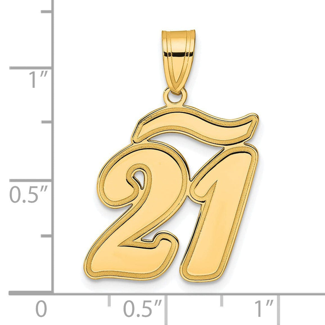 Lovely Rita's Pendants & Charms 14k Yellow Gold Polished Finish Script Design Number 21 Charm Pendant