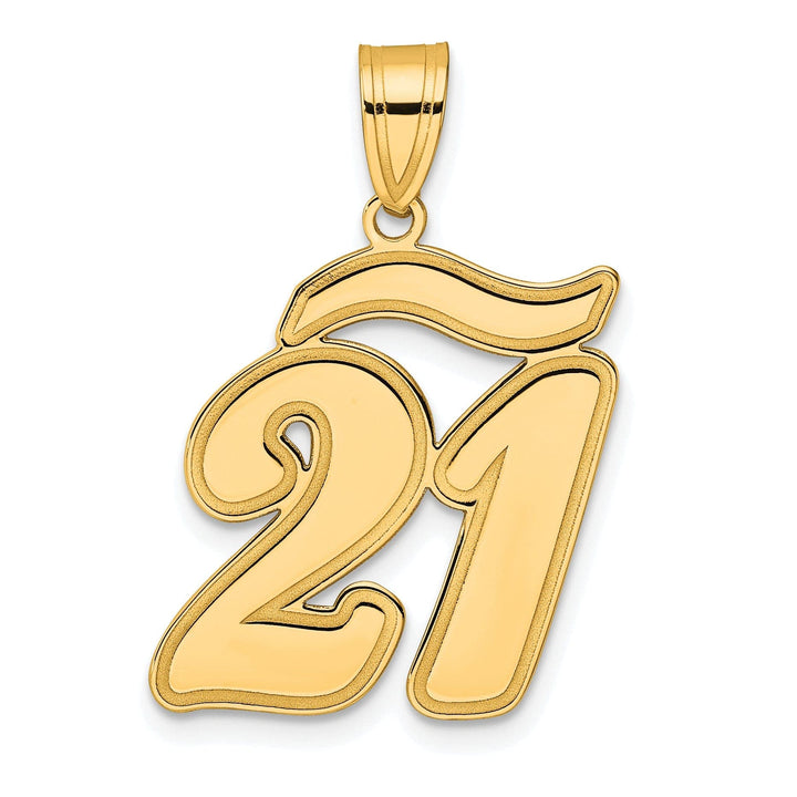 Lovely Rita's Pendants & Charms 14k Yellow Gold Polished Finish Script Design Number 21 Charm Pendant
