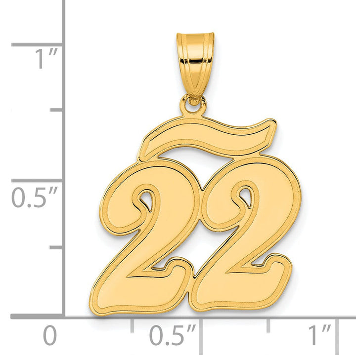 Lovely Rita's Pendants & Charms 14k Yellow Gold Polished Finish Script Design Number 22 Charm Pendant