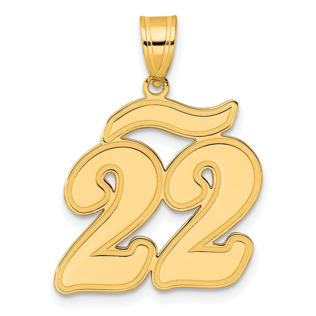 Lovely Rita's Pendants & Charms 14k Yellow Gold Polished Finish Script Design Number 22 Charm Pendant