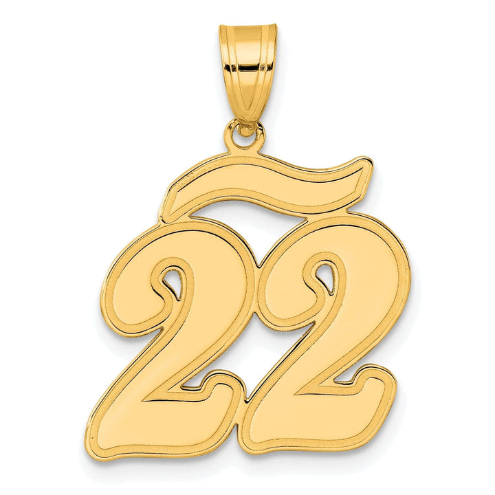 Lovely Rita's Pendants & Charms 14k Yellow Gold Polished Finish Script Design Number 22 Charm Pendant
