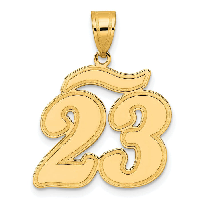 Lovely Rita's Pendants & Charms 14k Yellow Gold Polished Finish Script Design Number 23 Charm Pendant