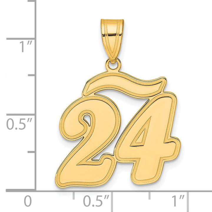 Lovely Rita's Pendants & Charms 14k Yellow Gold Polished Finish Script Design Number 24 Charm Pendant