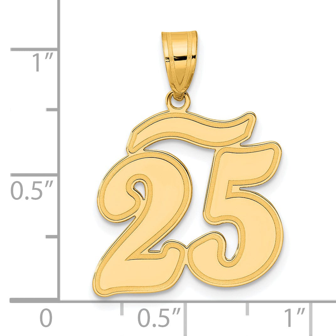Lovely Rita's Pendants & Charms 14k Yellow Gold Polished Finish Script Design Number 25 Charm Pendant