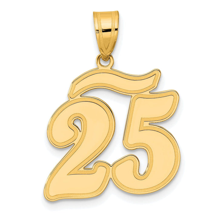 Lovely Rita's Pendants & Charms 14k Yellow Gold Polished Finish Script Design Number 25 Charm Pendant