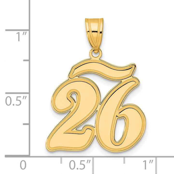 Lovely Rita's Pendants & Charms 14k Yellow Gold Polished Finish Script Design Number 26 Charm Pendant