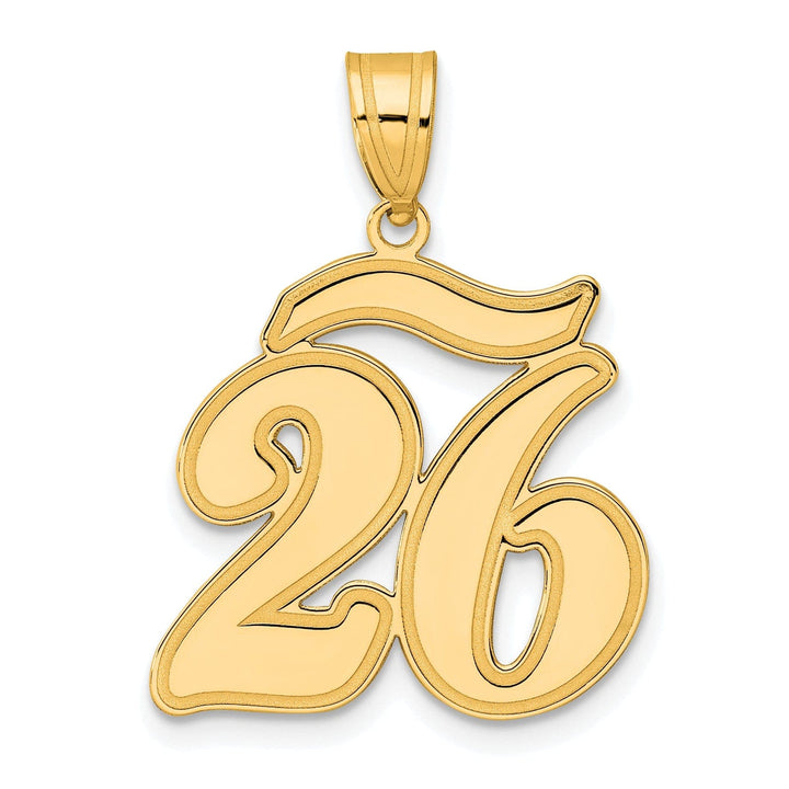 Lovely Rita's Pendants & Charms 14k Yellow Gold Polished Finish Script Design Number 26 Charm Pendant