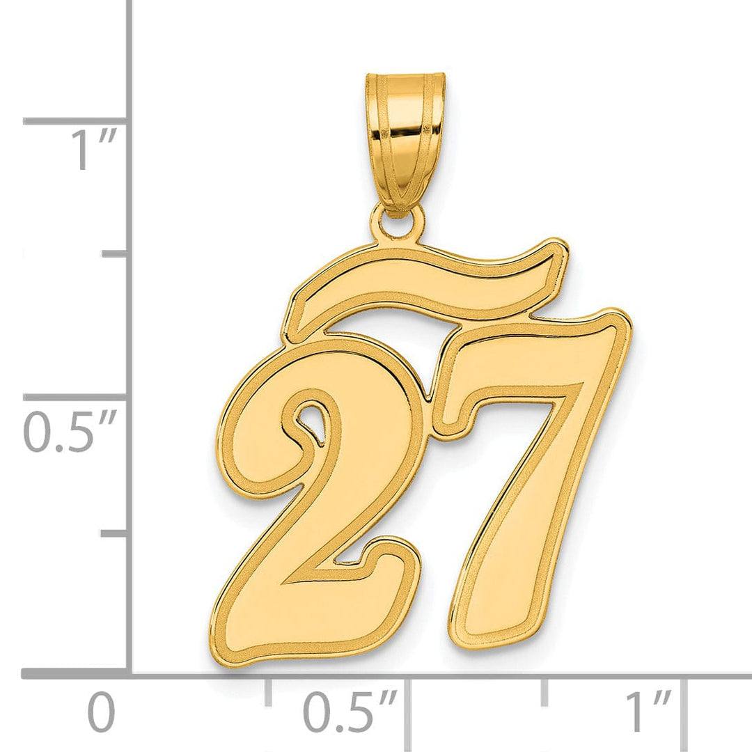 Lovely Rita's Pendants & Charms 14k Yellow Gold Polished Finish Script Design Number 27 Charm Pendant