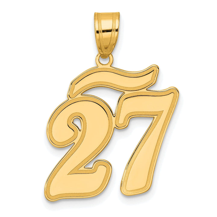 Lovely Rita's Pendants & Charms 14k Yellow Gold Polished Finish Script Design Number 27 Charm Pendant