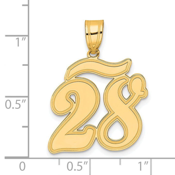 Lovely Rita's Pendants & Charms 14k Yellow Gold Polished Finish Script Design Number 28 Charm Pendant