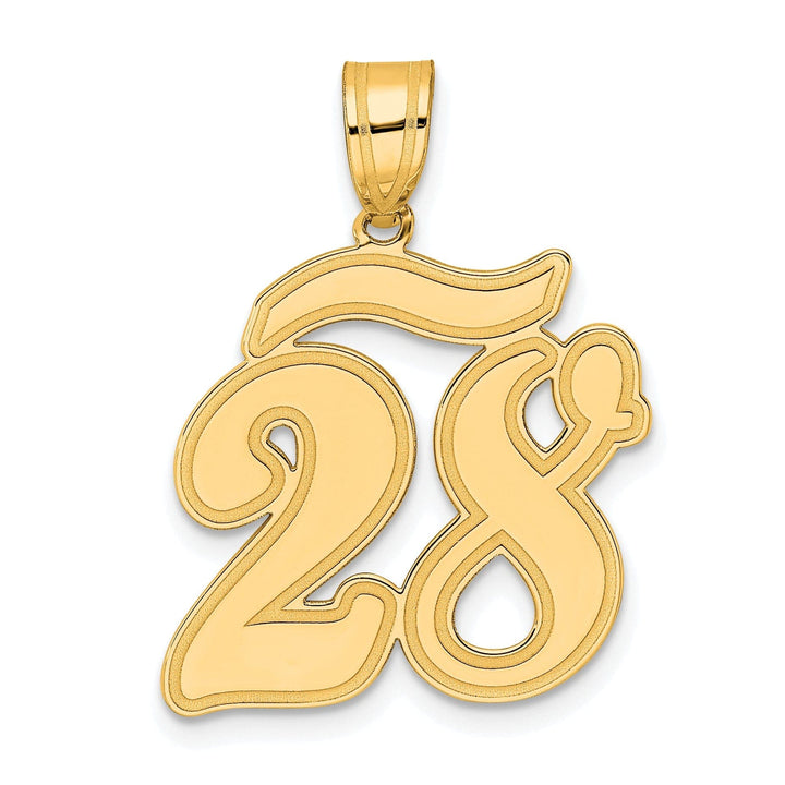 Lovely Rita's Pendants & Charms 14k Yellow Gold Polished Finish Script Design Number 28 Charm Pendant