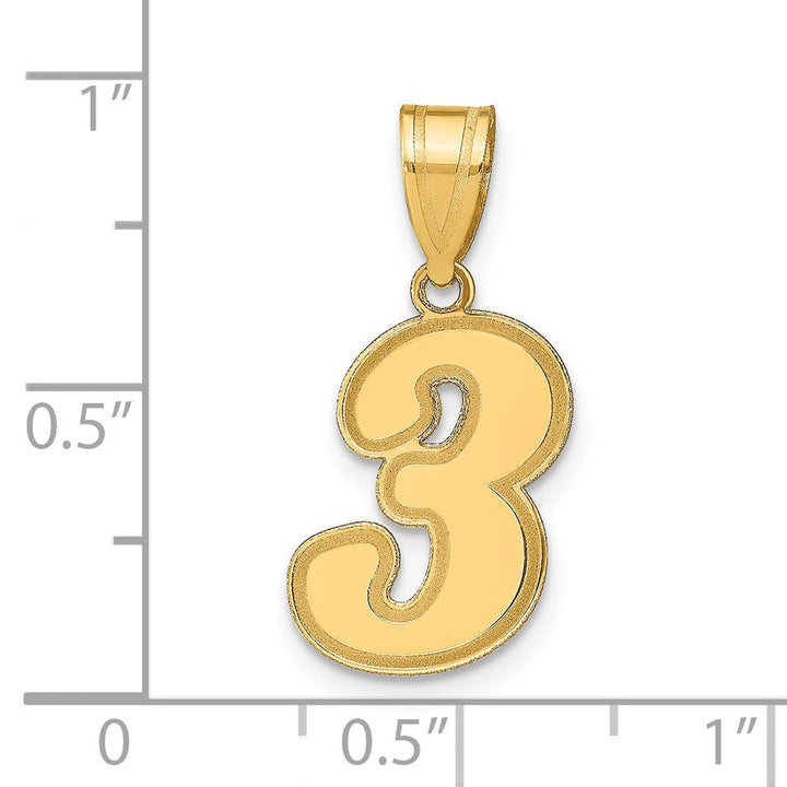 Lovely Rita's Pendants & Charms 14k Yellow Gold Polished Finish Script Design Number 3 Charm Pendant