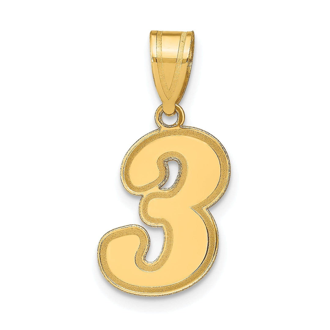 Lovely Rita's Pendants & Charms 14k Yellow Gold Polished Finish Script Design Number 3 Charm Pendant