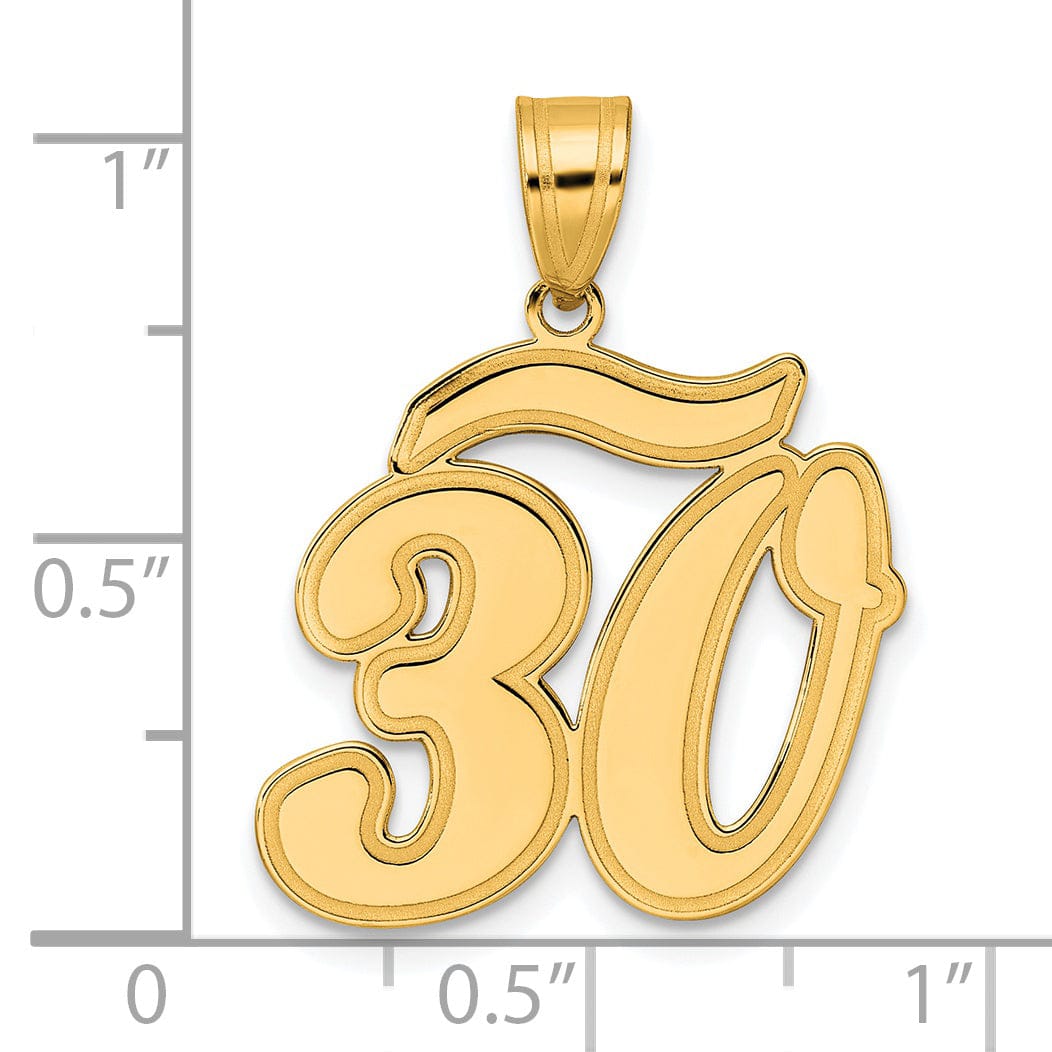 Lovely Rita's Pendants & Charms 14k Yellow Gold Polished Finish Script Design Number 30 Charm Pendant