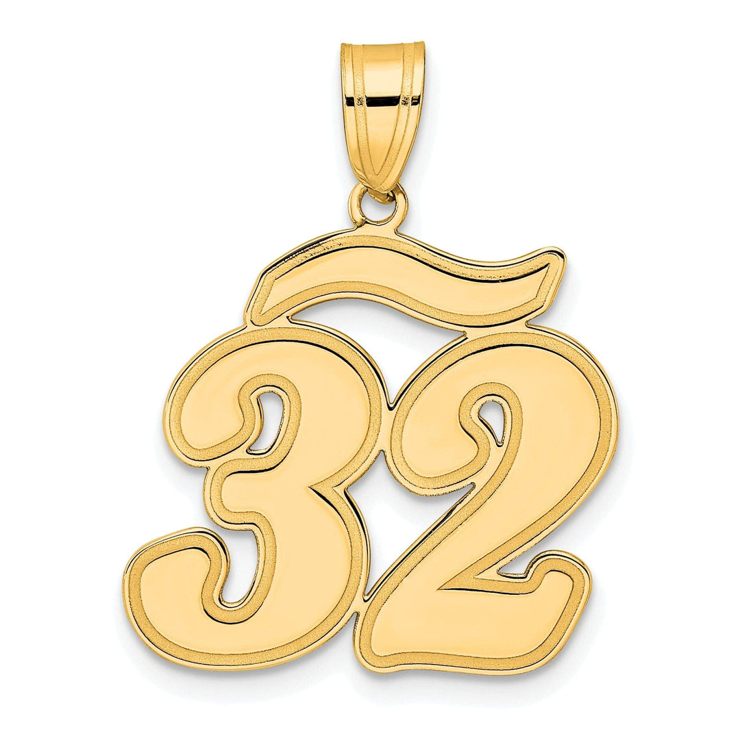 Lovely Rita's Pendants & Charms 14k Yellow Gold Polished Finish Script Design Number 32 Charm Pendant