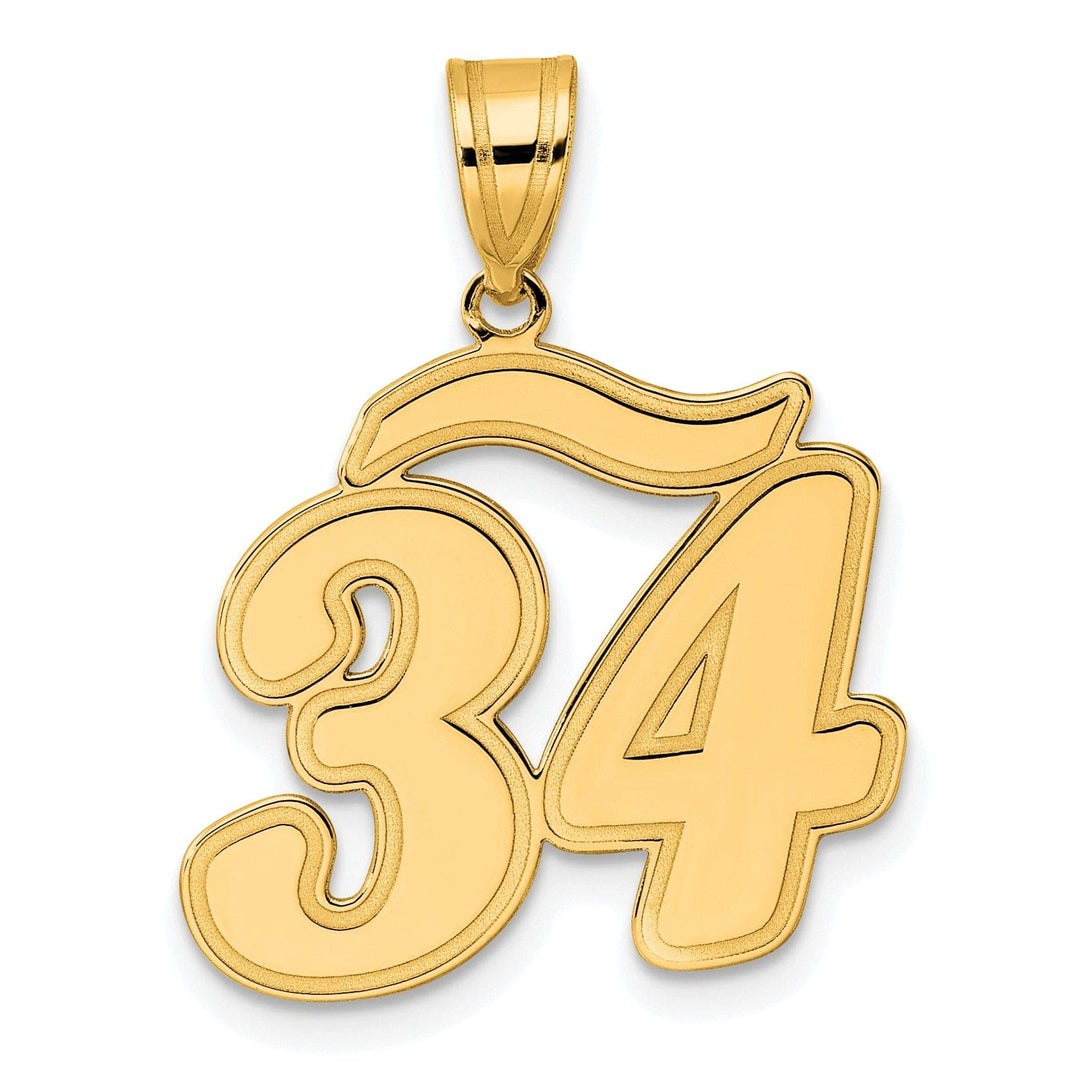 Lovely Rita's Pendants & Charms 14k Yellow Gold Polished Finish Script Design Number 34 Charm Pendant
