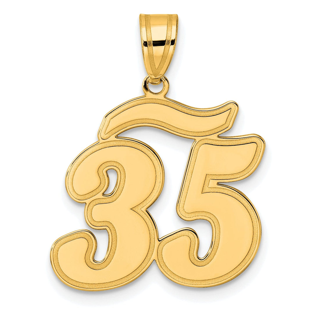 Lovely Rita's Pendants & Charms 14k Yellow Gold Polished Finish Script Design Number 35 Charm Pendant