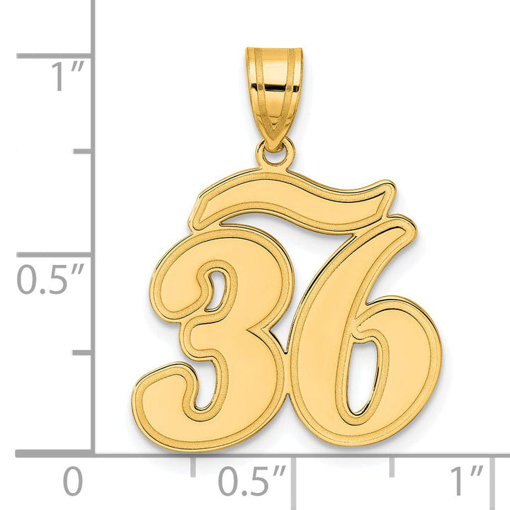 Lovely Rita's Pendants & Charms 14k Yellow Gold Polished Finish Script Design Number 36 Charm Pendant