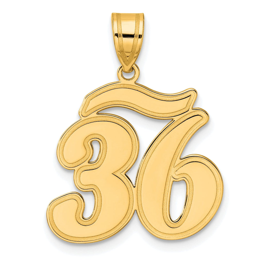 Lovely Rita's Pendants & Charms 14k Yellow Gold Polished Finish Script Design Number 36 Charm Pendant