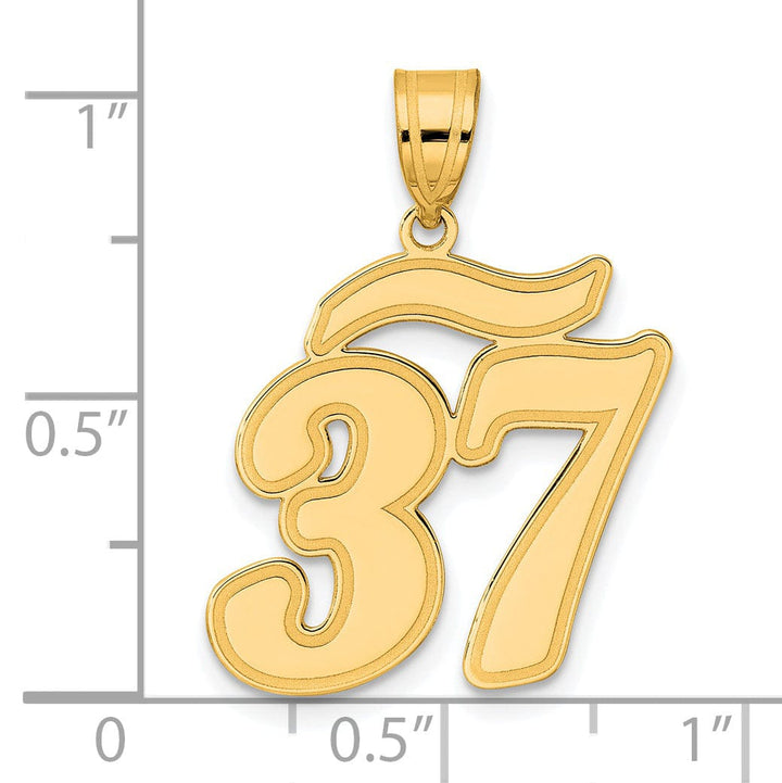 Lovely Rita's Pendants & Charms 14k Yellow Gold Polished Finish Script Design Number 37 Charm Pendant