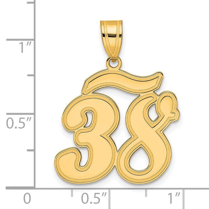 Lovely Rita's Pendants & Charms 14k Yellow Gold Polished Finish Script Design Number 38 Charm Pendant