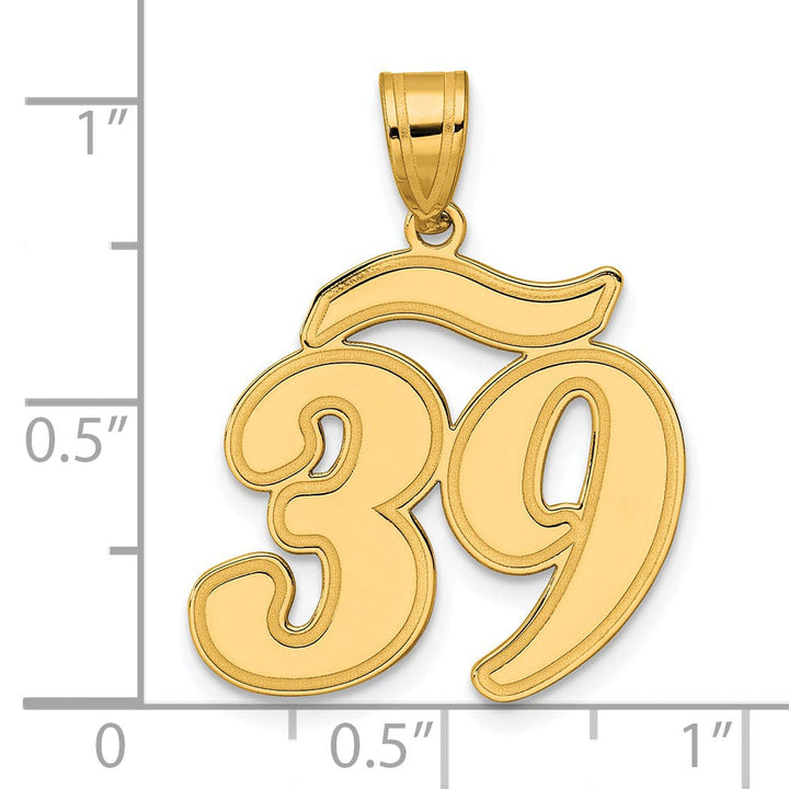 Lovely Rita's Pendants & Charms 14k Yellow Gold Polished Finish Script Design Number 39 Charm Pendant