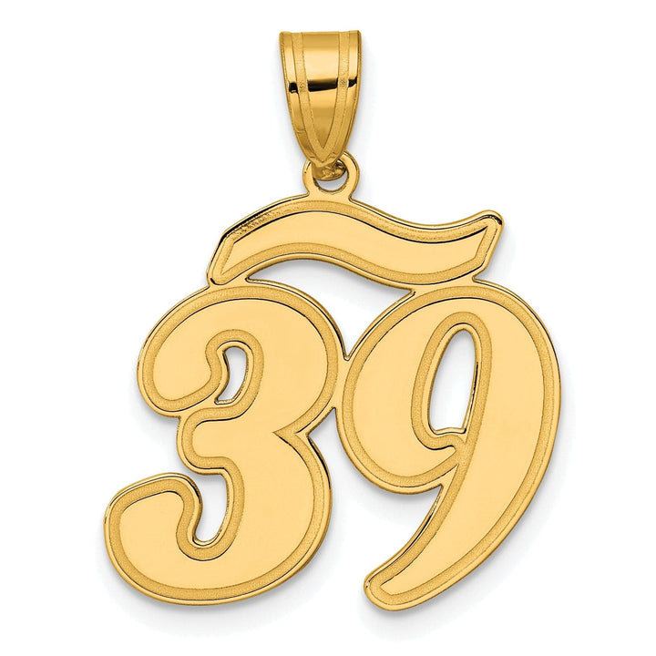 Lovely Rita's Pendants & Charms 14k Yellow Gold Polished Finish Script Design Number 39 Charm Pendant