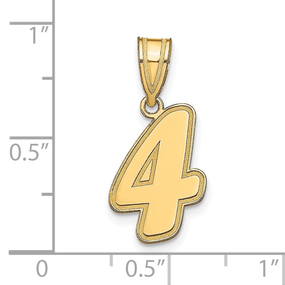 Lovely Rita's Pendants & Charms 14k Yellow Gold Polished Finish Script Design Number 4 Charm Pendant
