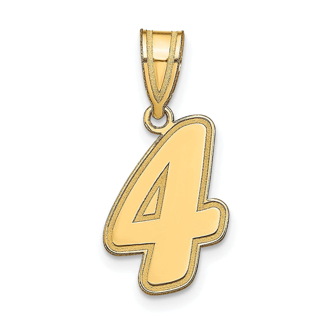 Lovely Rita's Pendants & Charms 14k Yellow Gold Polished Finish Script Design Number 4 Charm Pendant