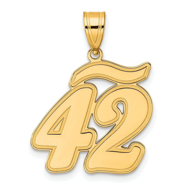 Lovely Rita's Pendants & Charms 14k Yellow Gold Polished Finish Script Design Number 42 Charm Pendant