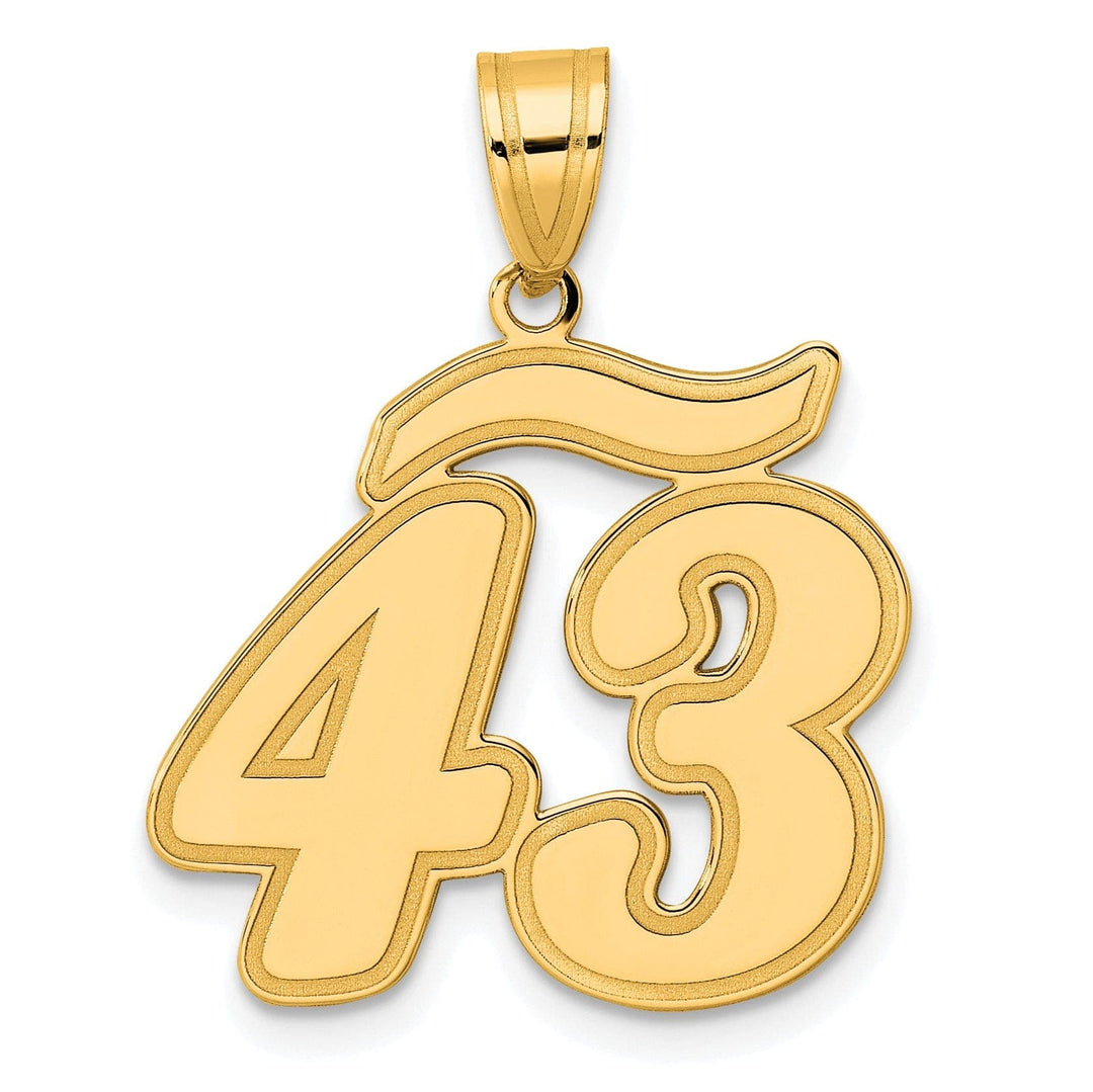 Lovely Rita's Pendants & Charms 14k Yellow Gold Polished Finish Script Design Number 43 Charm Pendant
