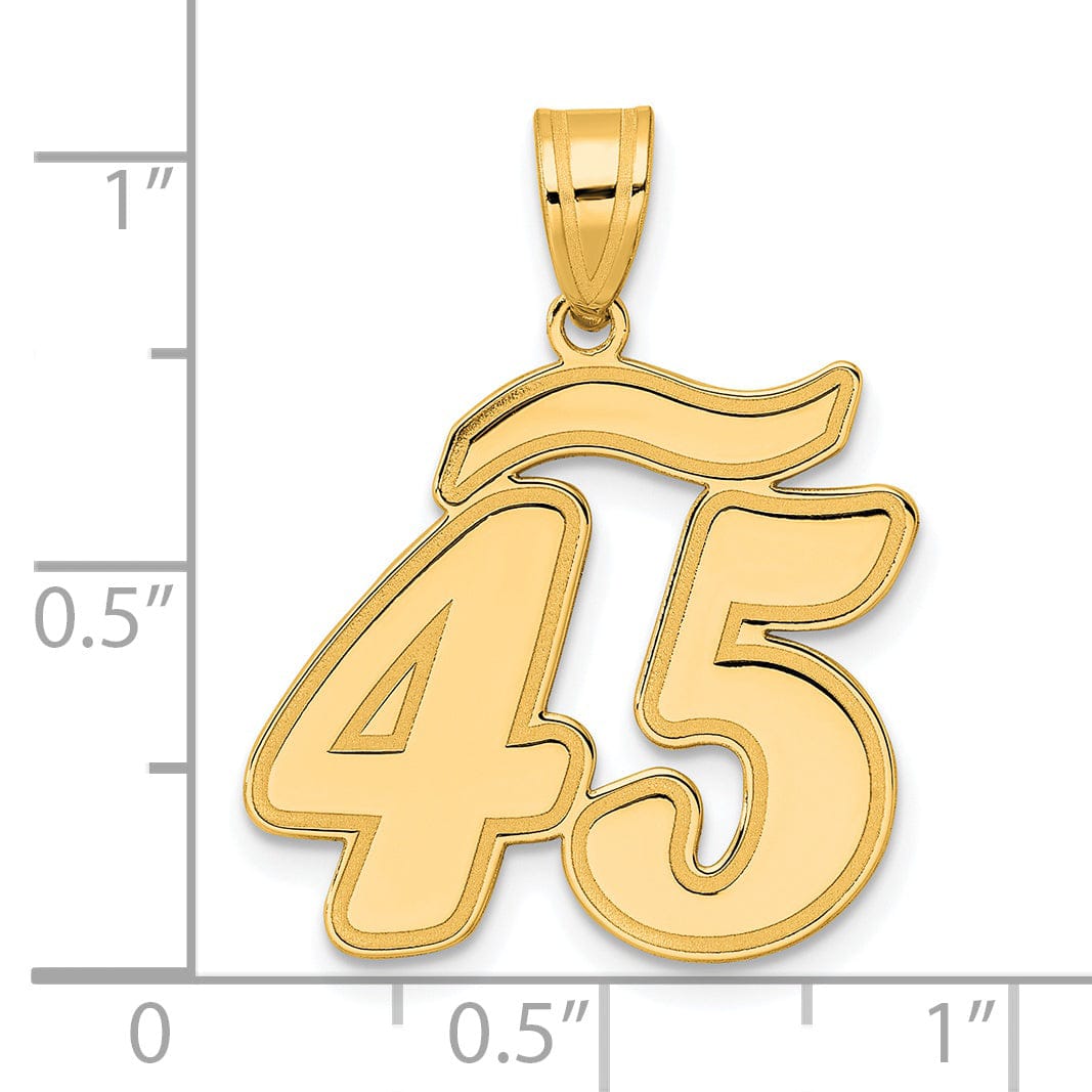 Lovely Rita's Pendants & Charms 14k Yellow Gold Polished Finish Script Design Number 45 Charm Pendant
