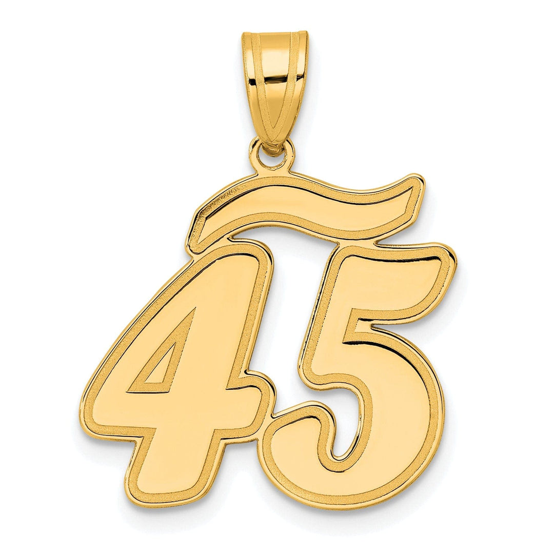 Lovely Rita's Pendants & Charms 14k Yellow Gold Polished Finish Script Design Number 45 Charm Pendant