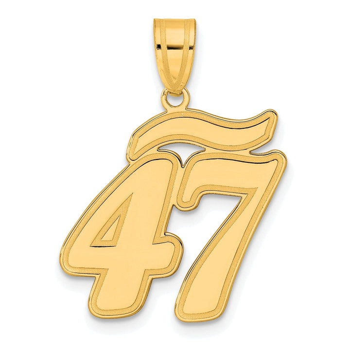 Lovely Rita's Pendants & Charms 14k Yellow Gold Polished Finish Script Design Number 47 Charm Pendant