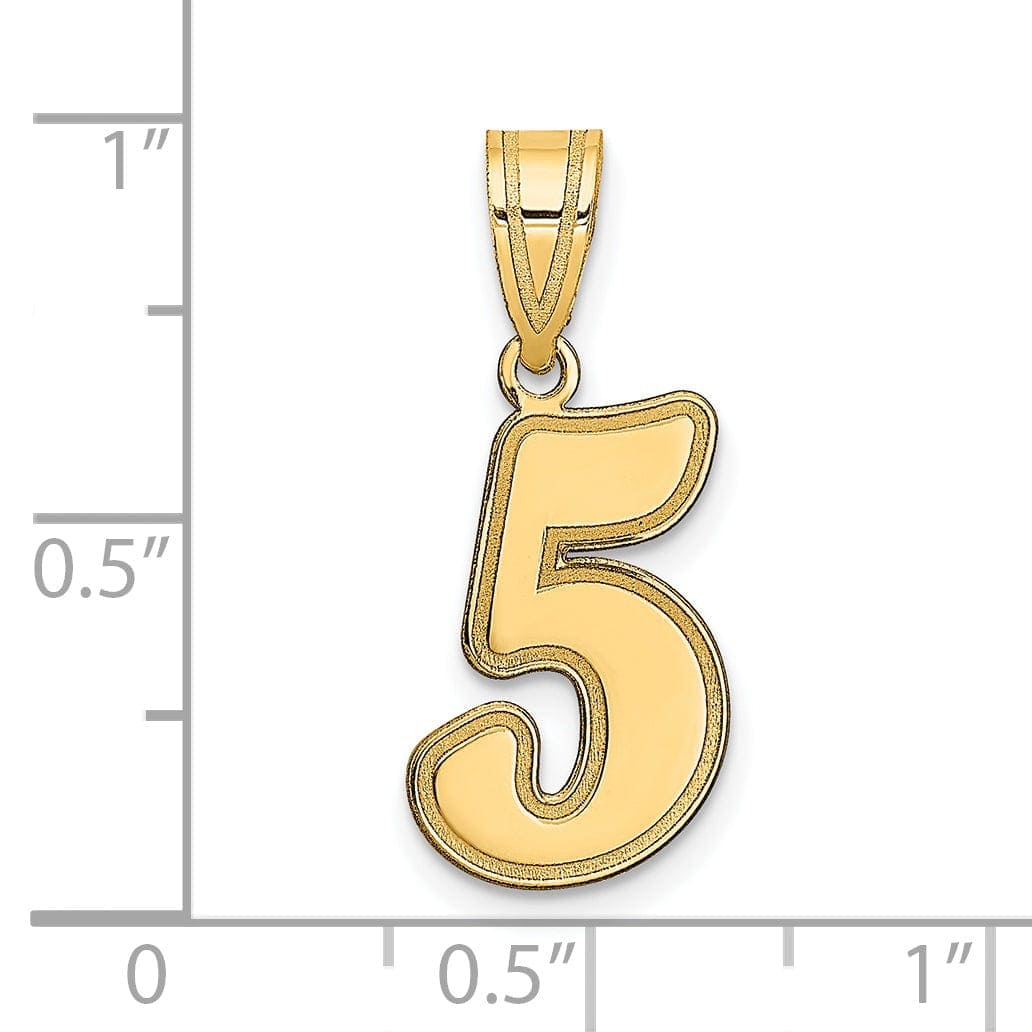 Lovely Rita's Pendants & Charms 14k Yellow Gold Polished Finish Script Design Number 5 Charm Pendant