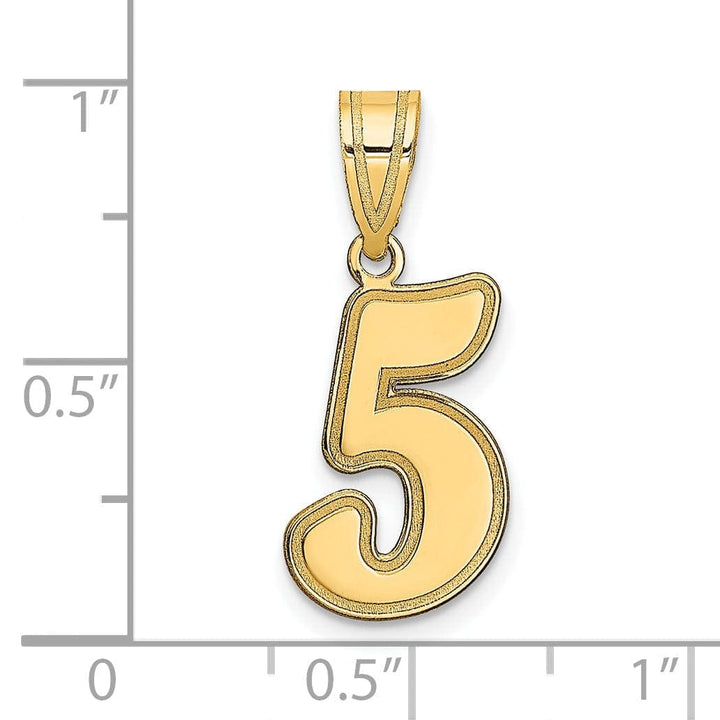 Lovely Rita's Pendants & Charms 14k Yellow Gold Polished Finish Script Design Number 5 Charm Pendant