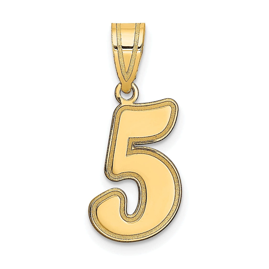Lovely Rita's Pendants & Charms 14k Yellow Gold Polished Finish Script Design Number 5 Charm Pendant