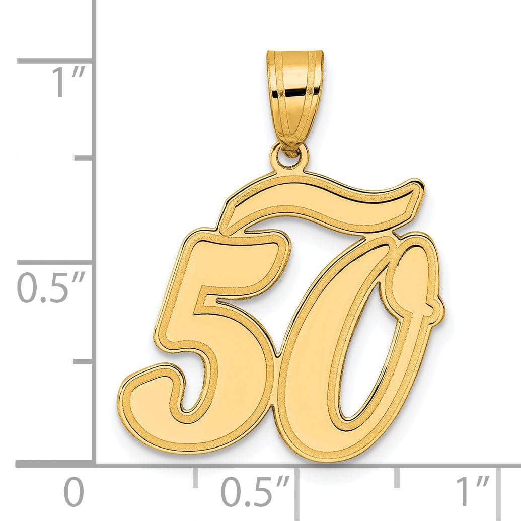 Lovely Rita's Pendants & Charms 14k Yellow Gold Polished Finish Script Design Number 50 Charm Pendant