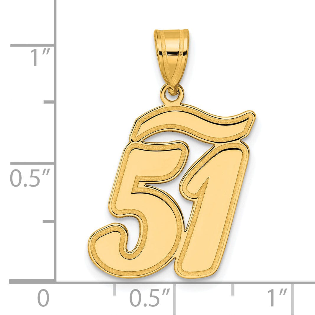 Lovely Rita's Pendants & Charms 14k Yellow Gold Polished Finish Script Design Number 51 Charm Pendant