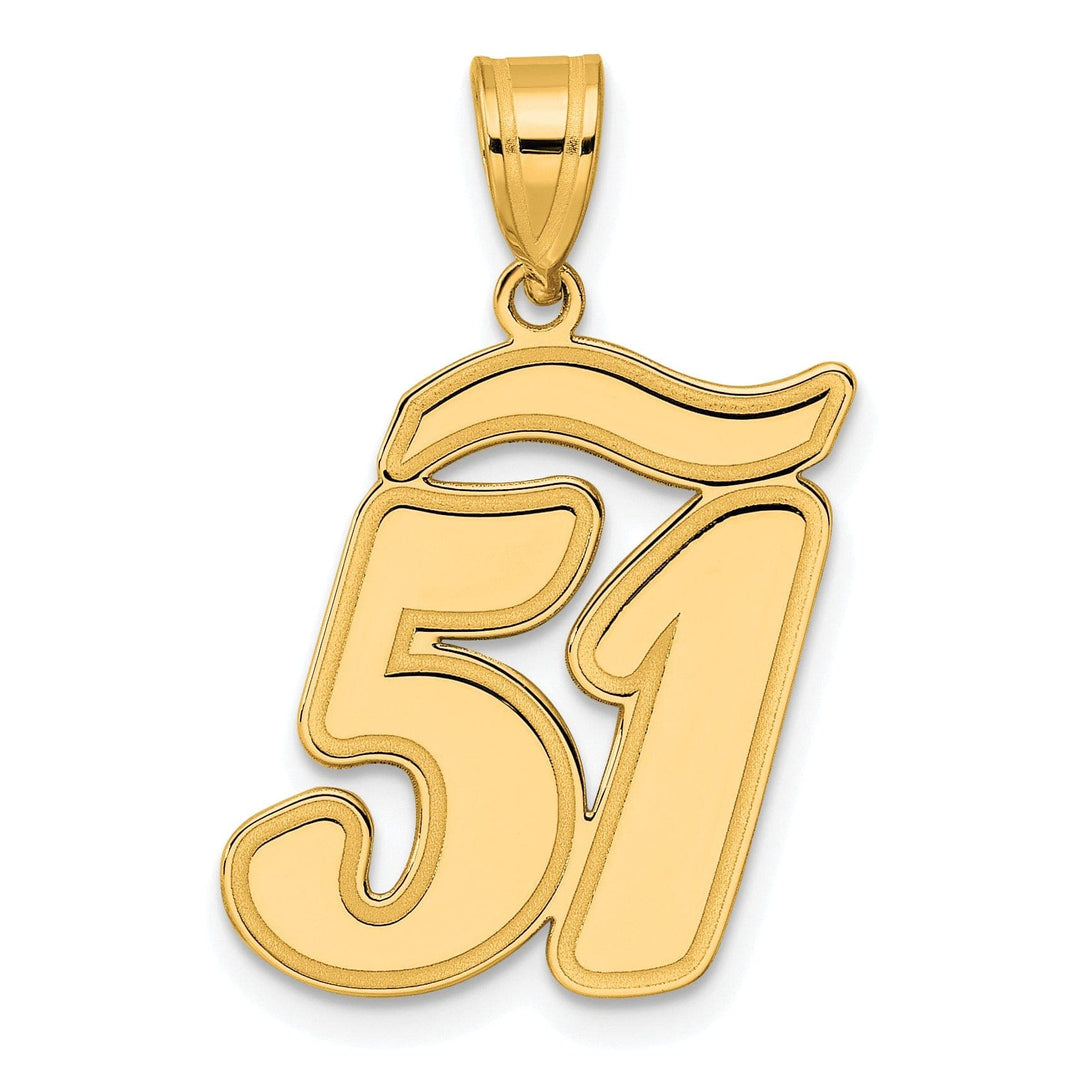 Lovely Rita's Pendants & Charms 14k Yellow Gold Polished Finish Script Design Number 51 Charm Pendant