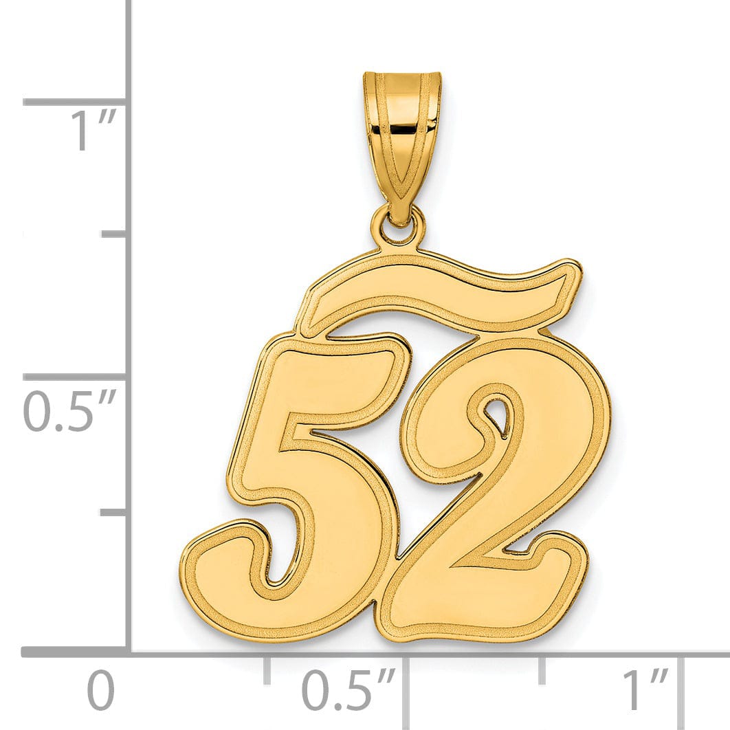 Lovely Rita's Pendants & Charms 14k Yellow Gold Polished Finish Script Design Number 52 Charm Pendant