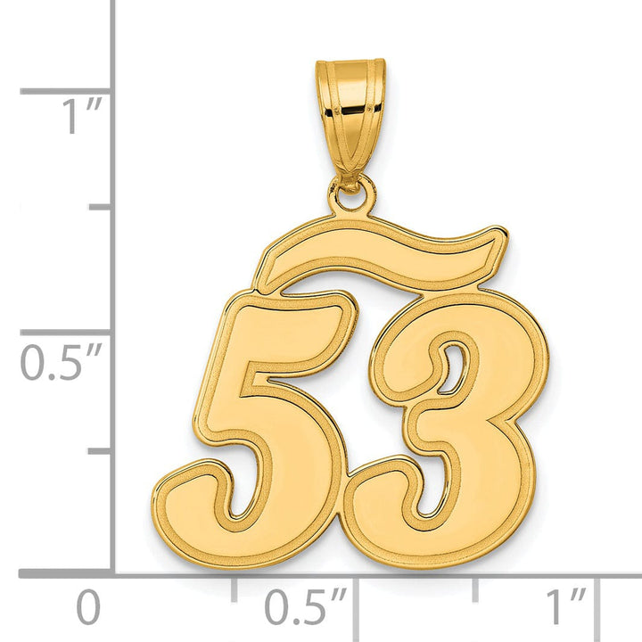 Lovely Rita's Pendants & Charms 14k Yellow Gold Polished Finish Script Design Number 53 Charm Pendant