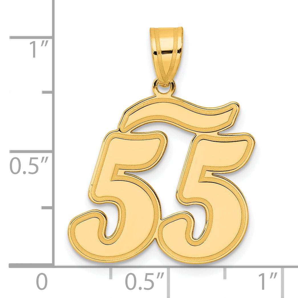 Lovely Rita's Pendants & Charms 14k Yellow Gold Polished Finish Script Design Number 55 Charm Pendant